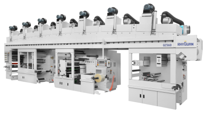 力冠安裝在國外某個知名標簽印廠的gc-560多功能印后組合式涂布設備